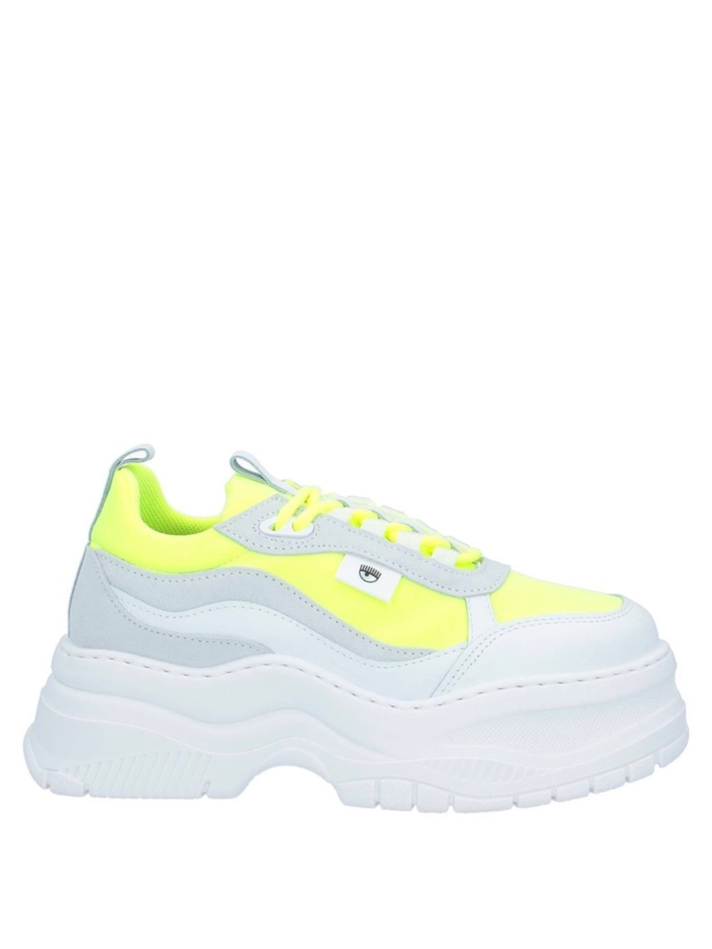 Chiara Ferragni Neon Yellow and White Platform Sneakers